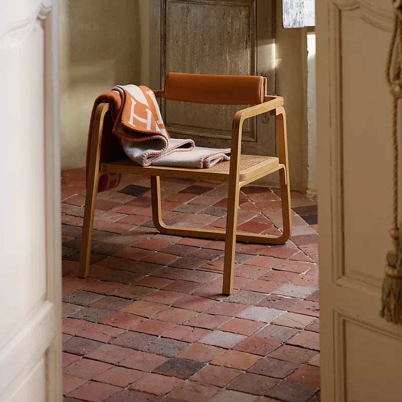 Hermès Avalon throw blanket écru / gris foncé