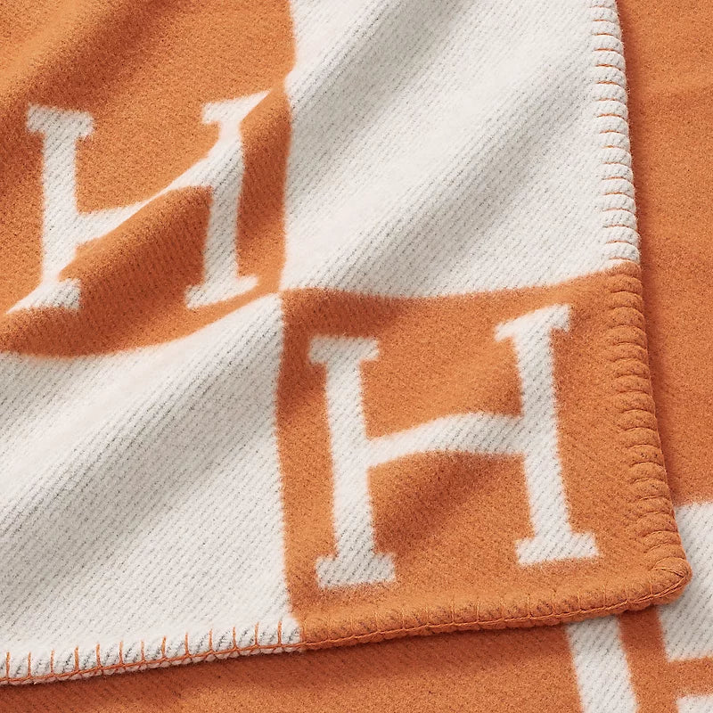 Hermès Avalon throw blanket écru / gris foncé