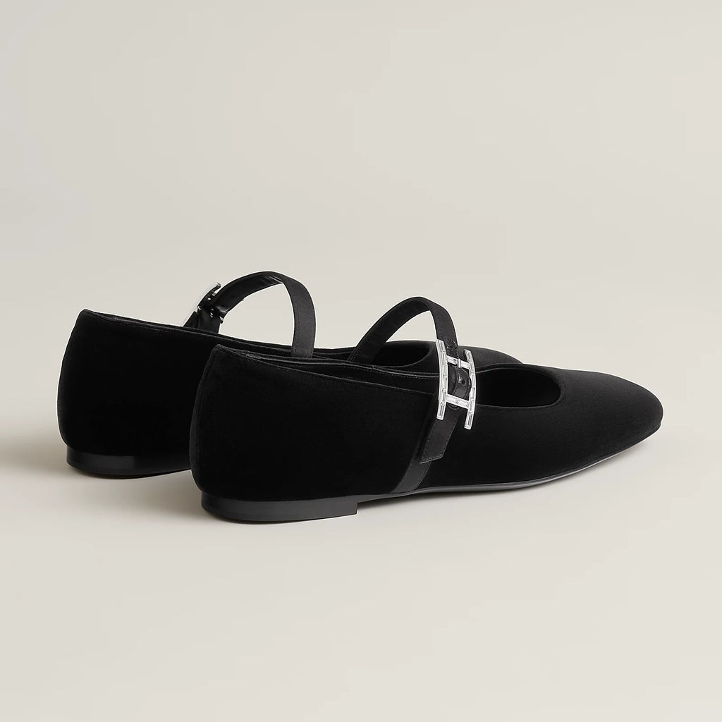Hermès Jane Ballerinas in Velvet and Satin Fabric