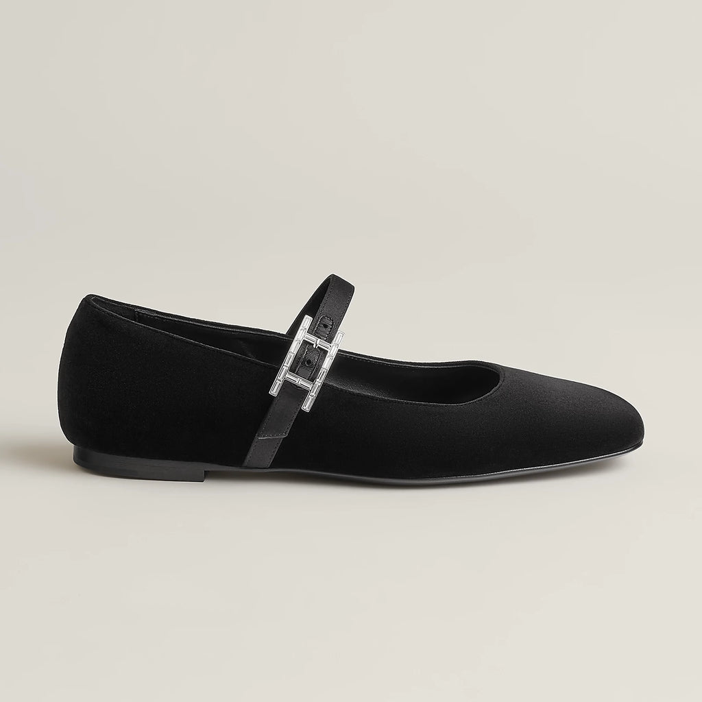 Hermès Jane Ballerinas in Velvet and Satin Fabric