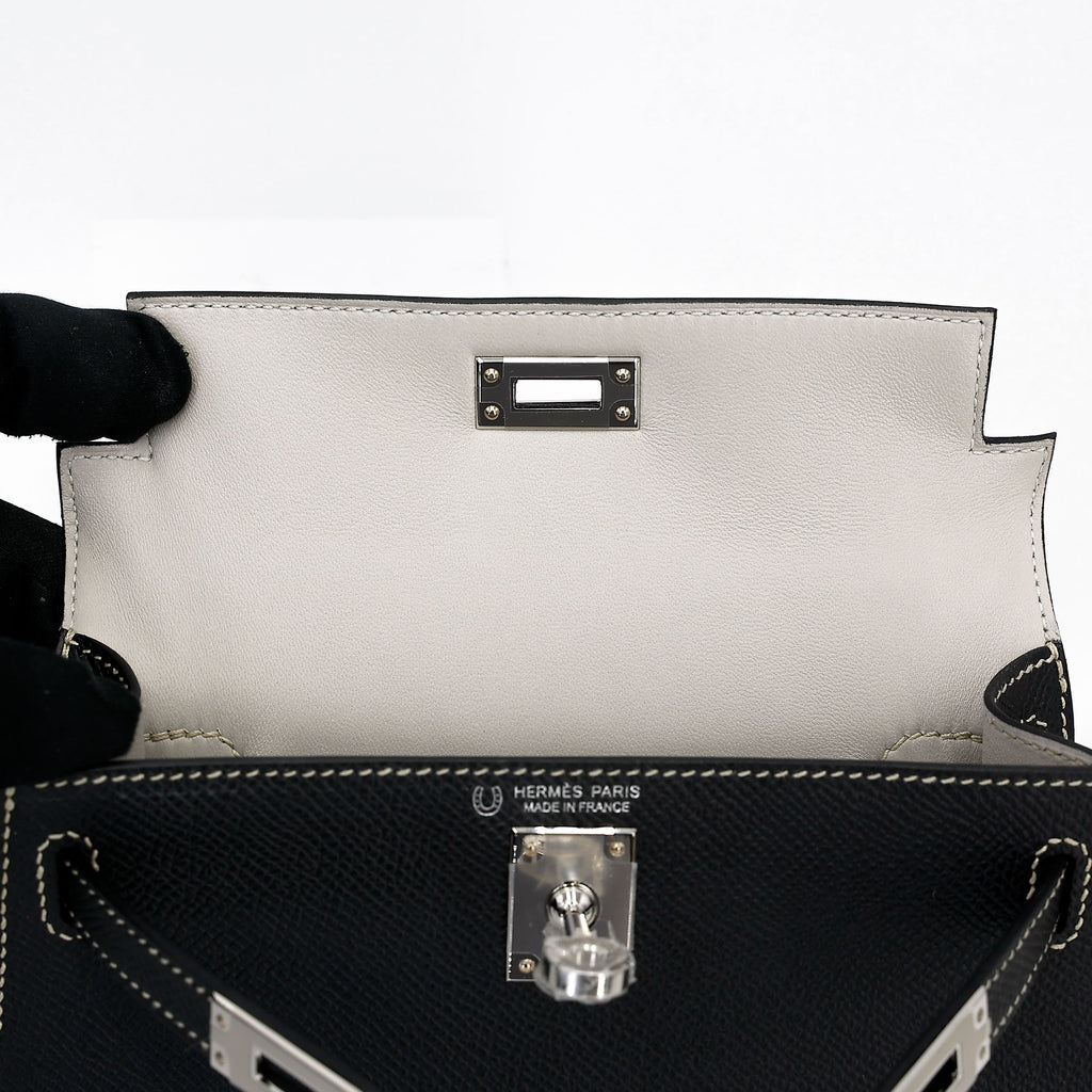 Hermès Special Order Mini Kelly II HSS Noir Gris Perle PHW