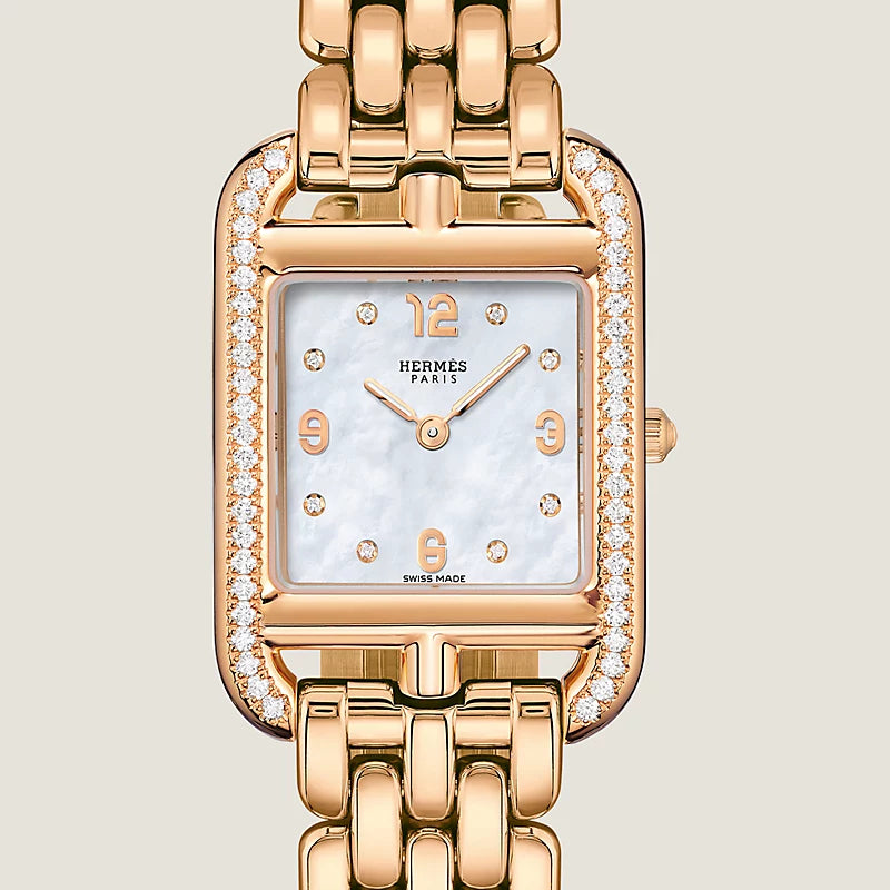 Hermès Cape Cod 31 mm Set-In Rose Gold With Rose Gold Bracelet