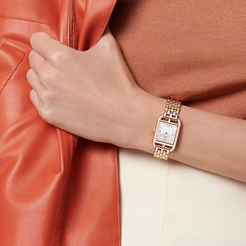 Hermès Cape Cod 31 mm Set-In Rose Gold With Rose Gold Bracelet