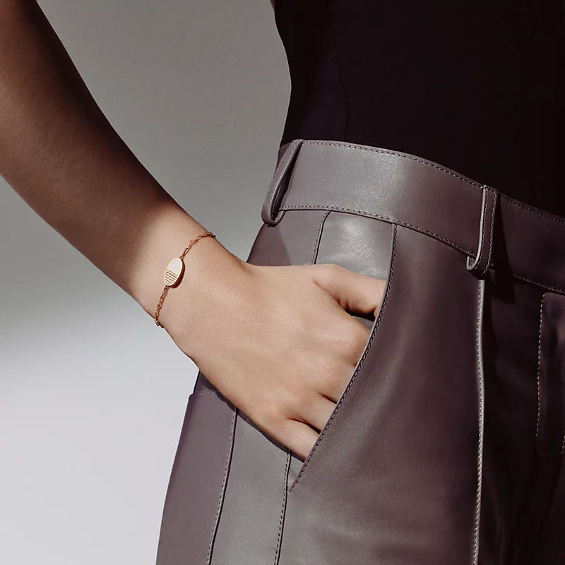 Hermès Verso Anchor Chain Bracelet Rose Gold Diamonds Ceramic