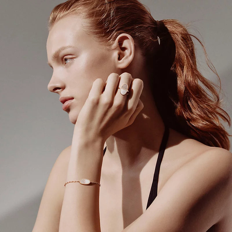 Hermès Verso Anchor Chain Bracelet Rose Gold Diamonds Ceramic