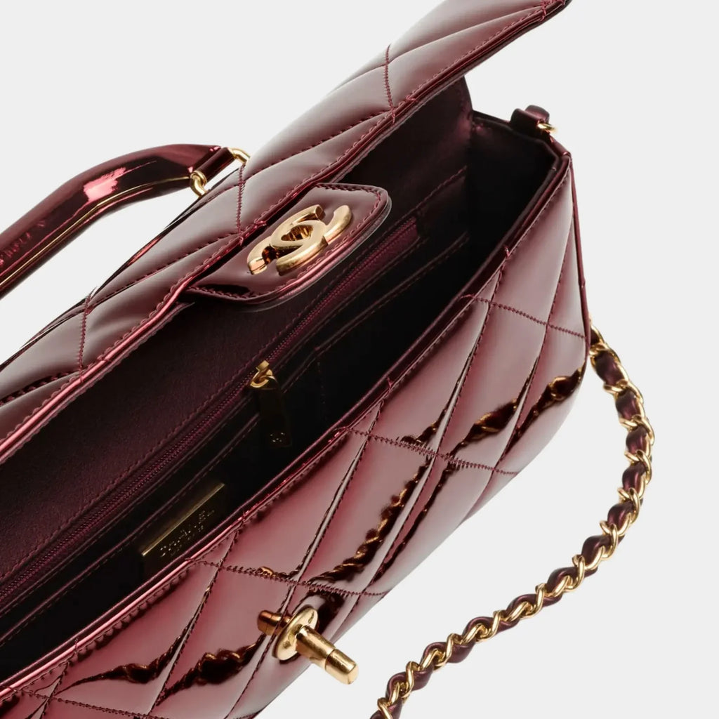 Chanel Large Flap Bag With Handle - Bordeaux