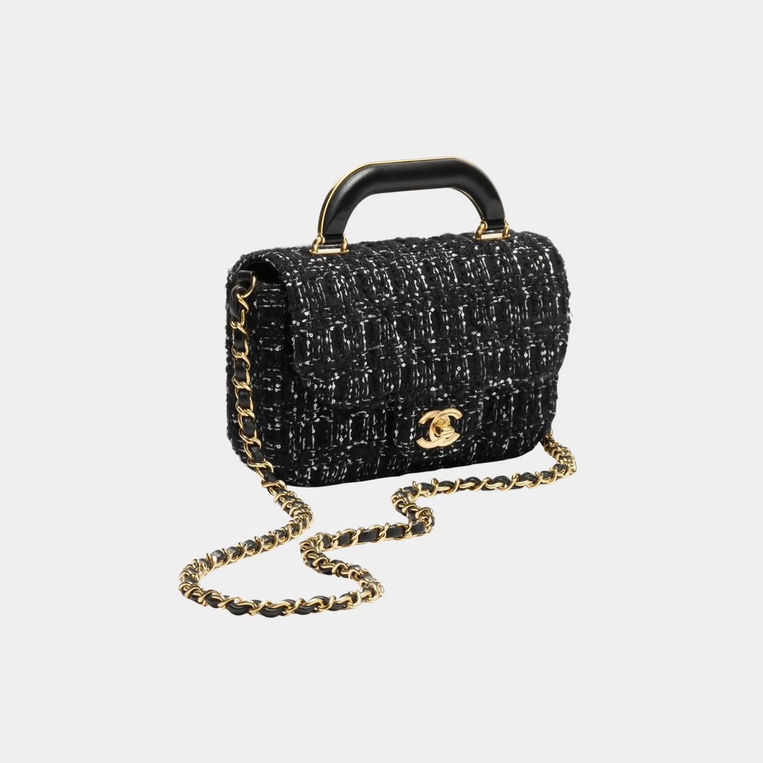 byElevae_hero_mini-flap-bag-with-handle-cashmere-tweed-gold-metal-black-white