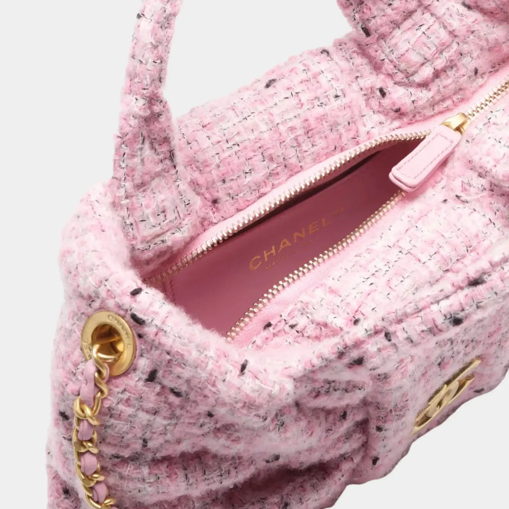 Chanel Mini Knot Bag Tweed & Gold Metal Pink Black & White