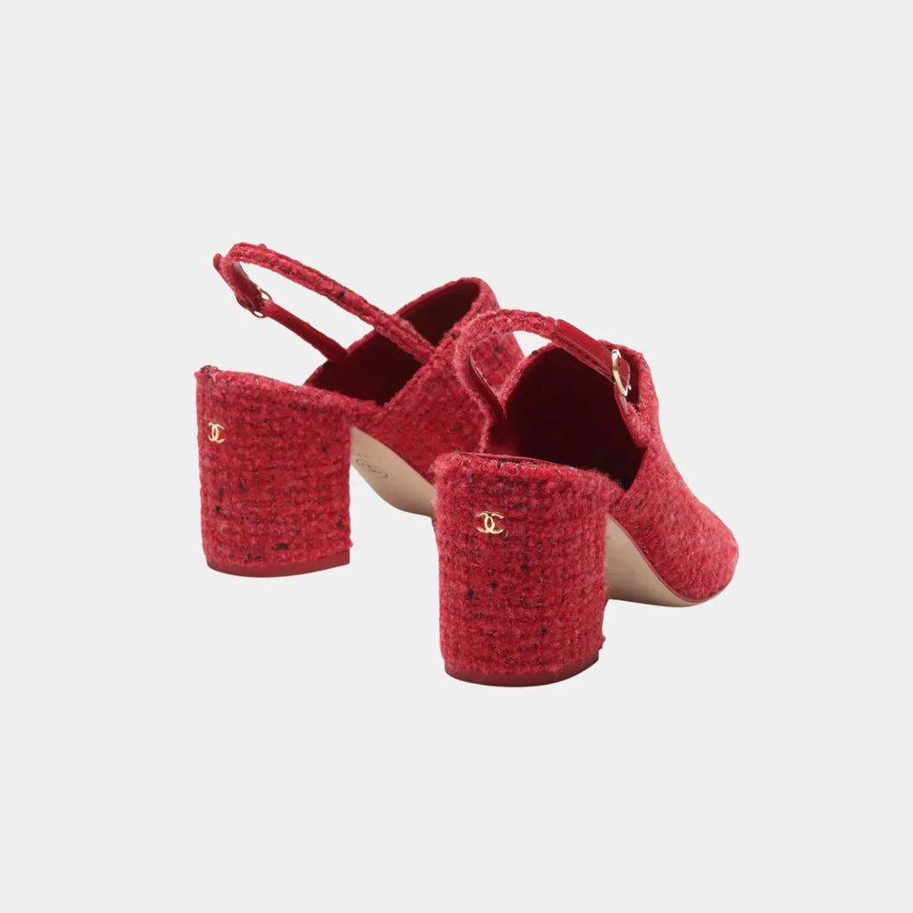 Chanel Slingbacks in Tweed and Grosgrain