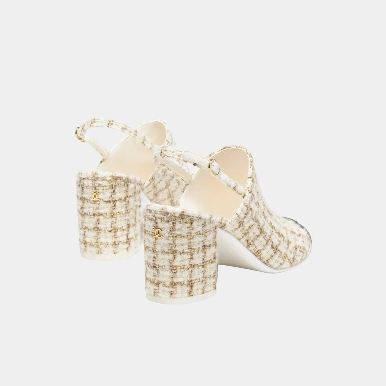 Chanel Slingbacks in Wool, Mohair Tweed & Grosgrain