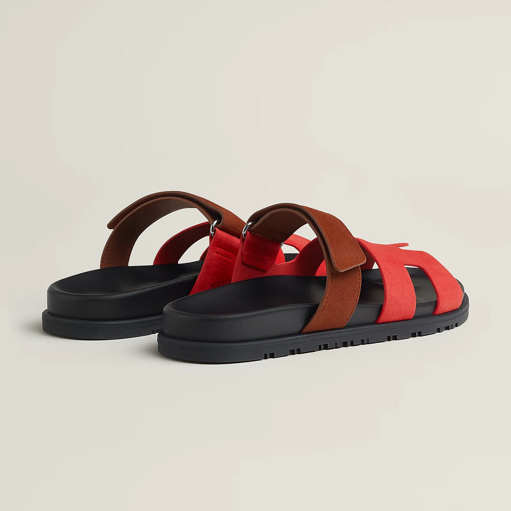 Hermès Chypre Sandals Rouge Cinétique / Gold