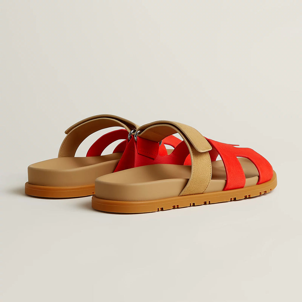Hermès Chypre Sandals Rouge Grenadine / Beige Albinos