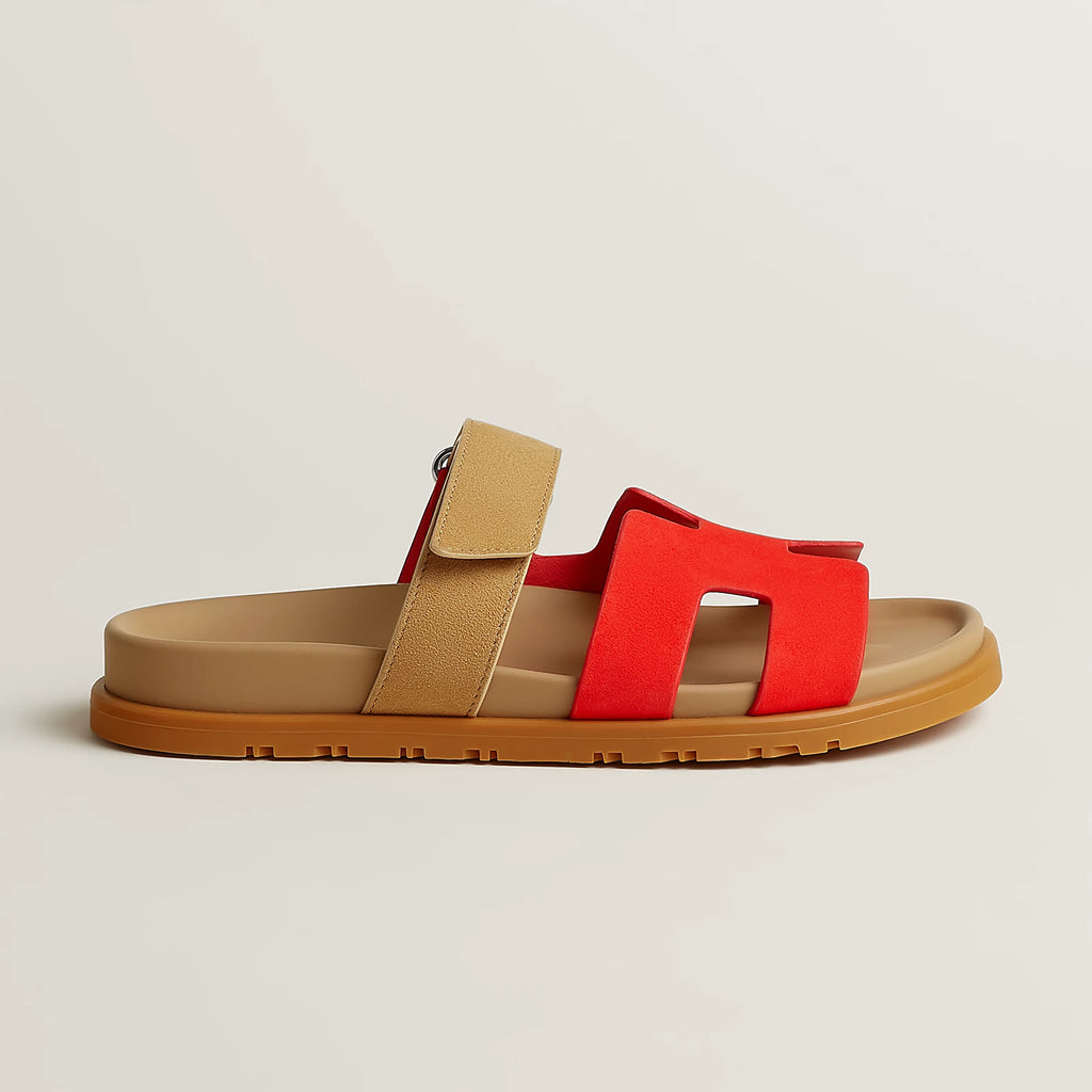 Hermès Chypre Sandals Rouge Grenadine / Beige Albinos
