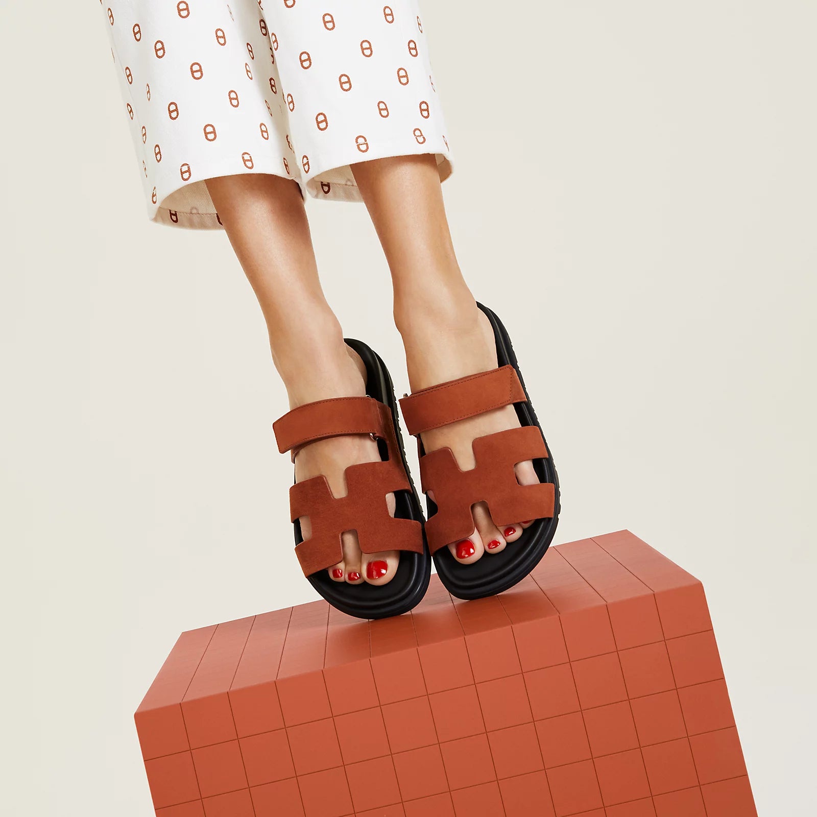 Hermès Chypre Sandals Orange Canyon