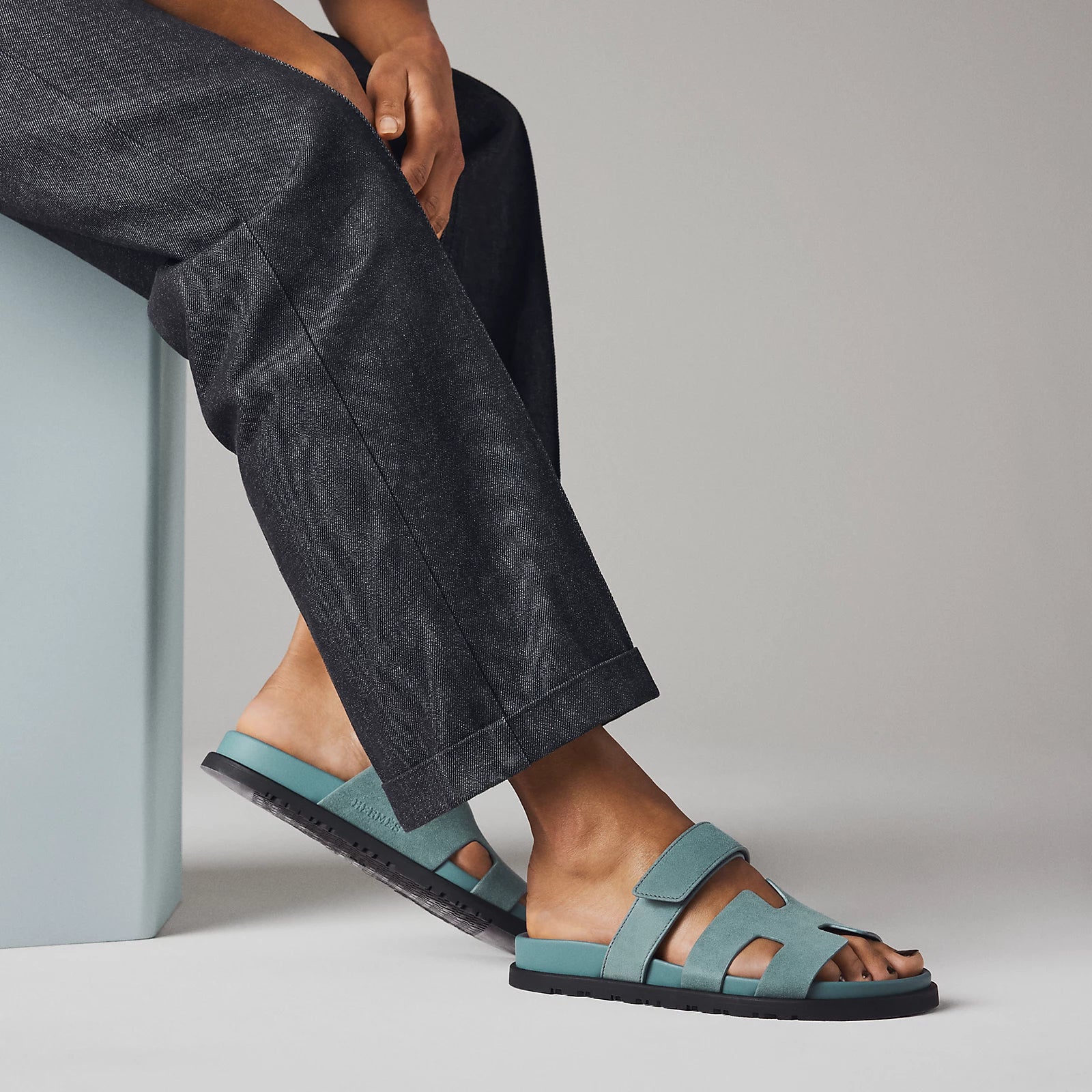 Hermès Chypre Sandals Bleu Tonnerre