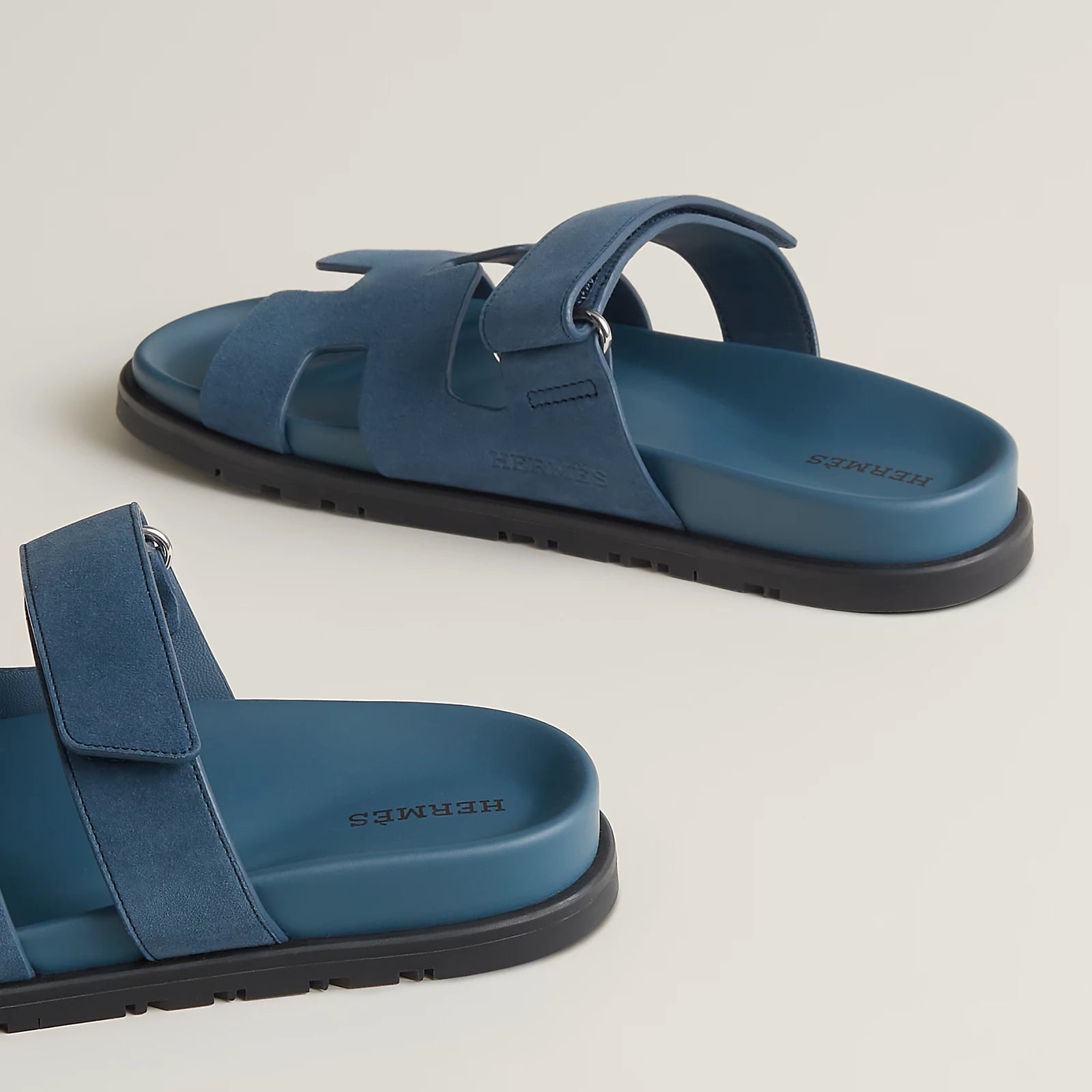 Hermès Chypre Sandals Bleu Turquin