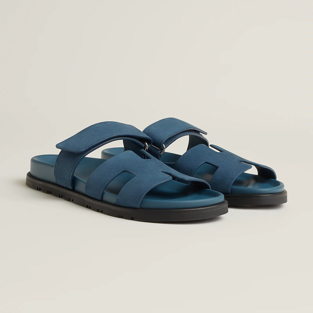 Hermès Chypre Sandals Bleu Turquin