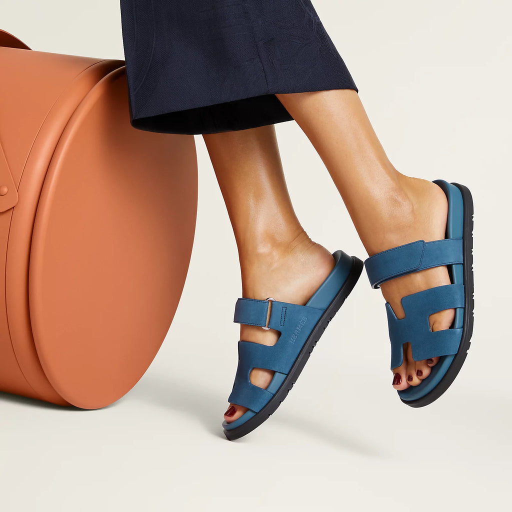 Hermès Chypre Sandals Bleu Turquin