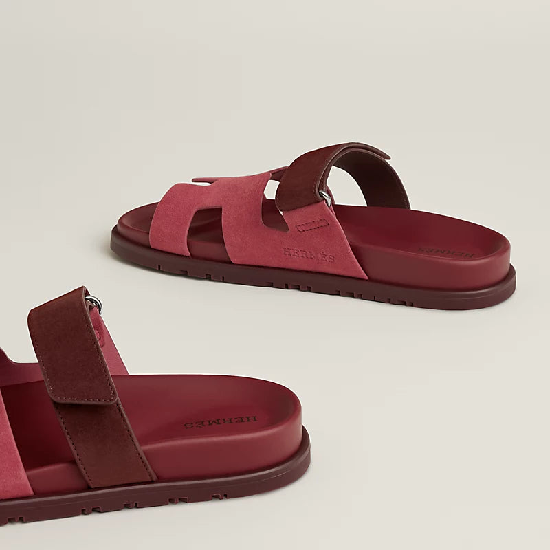 Hermès Chypre Sandals rose pinson / marron palissandre