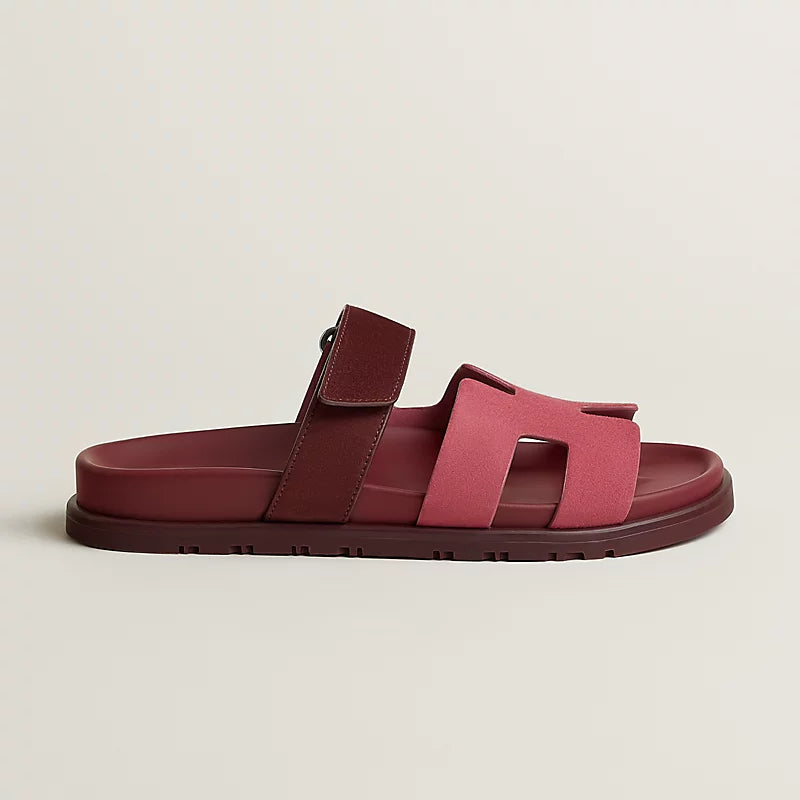 Hermès Chypre Sandals rose pinson / marron palissandre