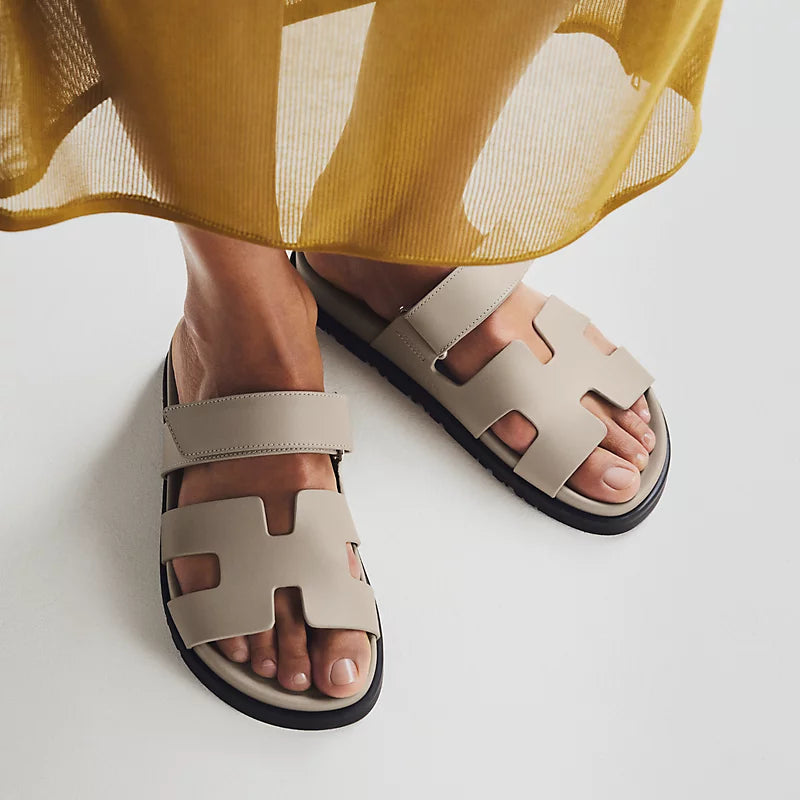 Hermès Chypre Sandals Beige Galet