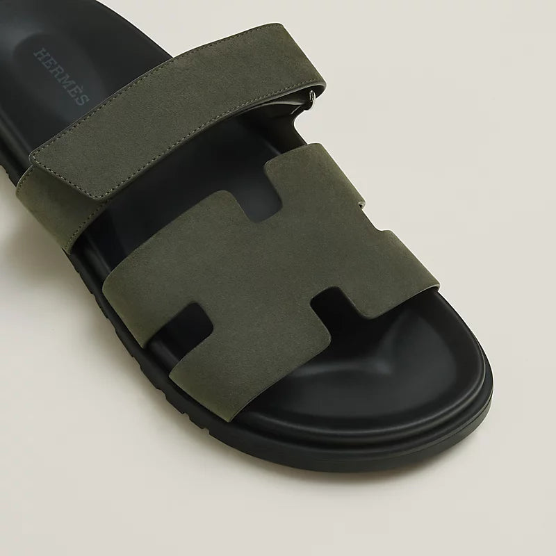 Hermès Mens Chypre Sandals Vert Forêt