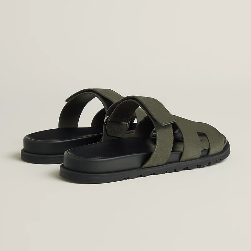 Hermès Mens Chypre Sandals Vert Forêt