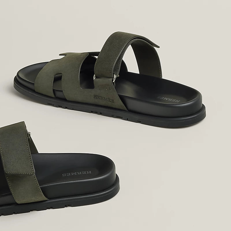 Hermès Mens Chypre Sandals Vert Forêt