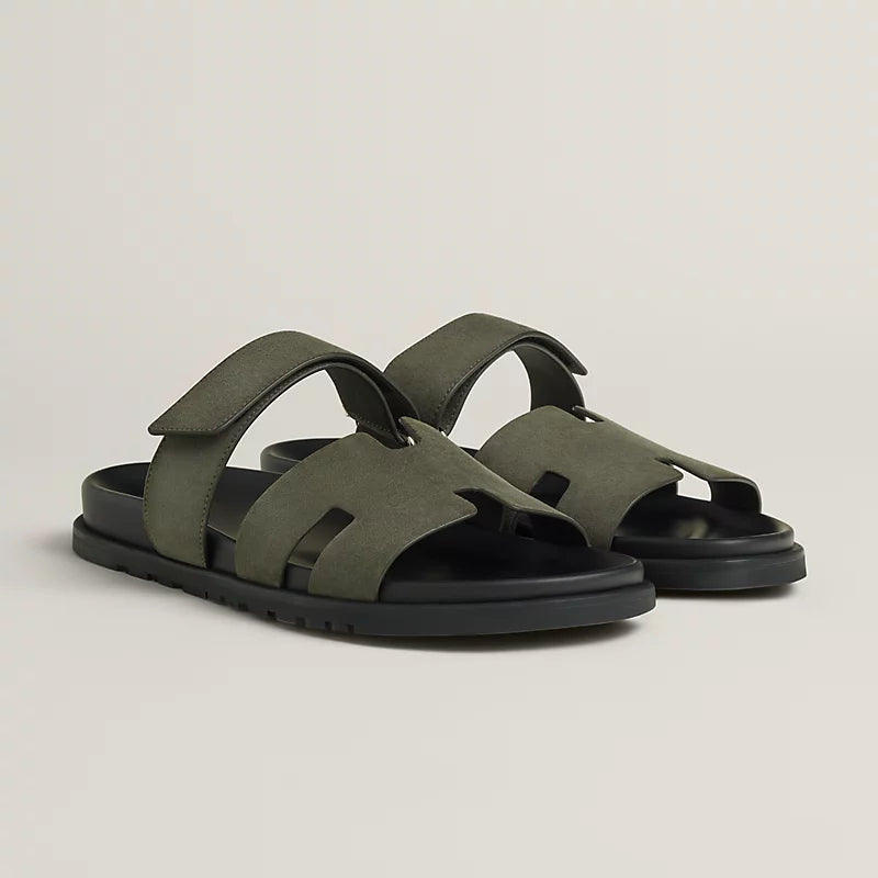 Hermès Mens Chypre Sandals Vert Forêt