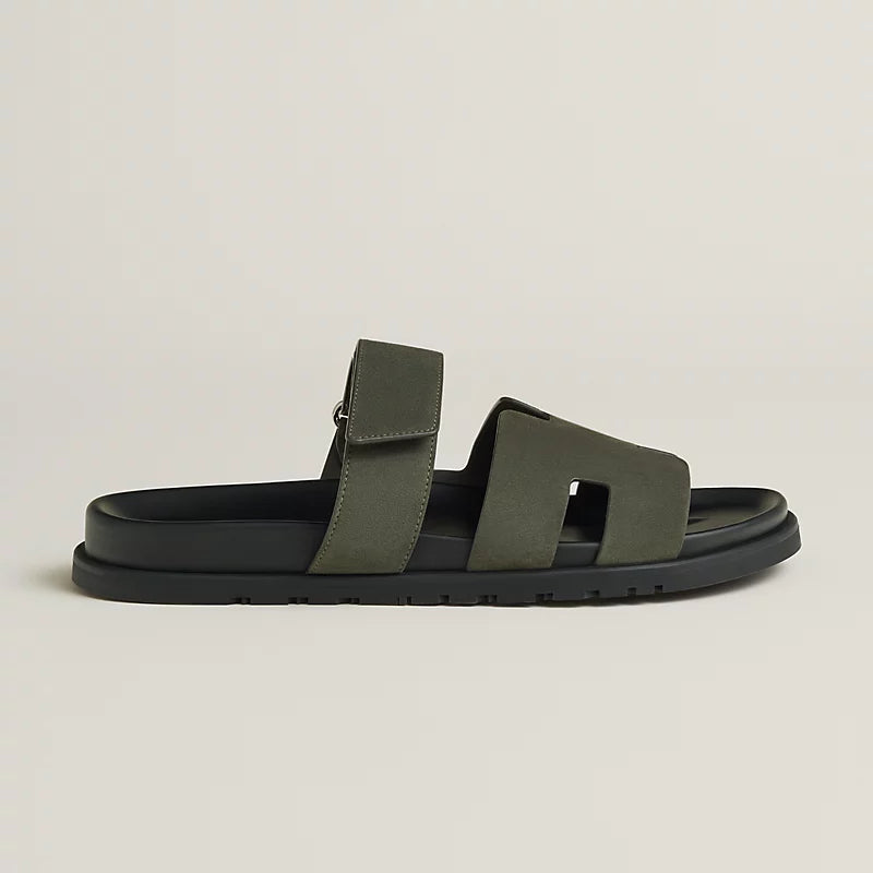 Hermès Mens Chypre Sandals Vert Forêt