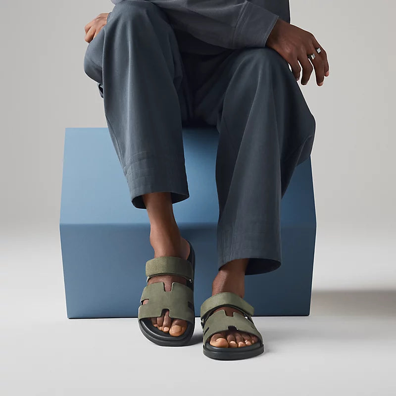 Hermès Mens Chypre Sandals Vert Forêt