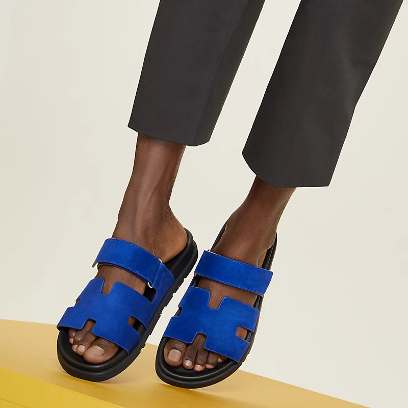 Hermès Mens Chypre Sandals Bleu Smalt