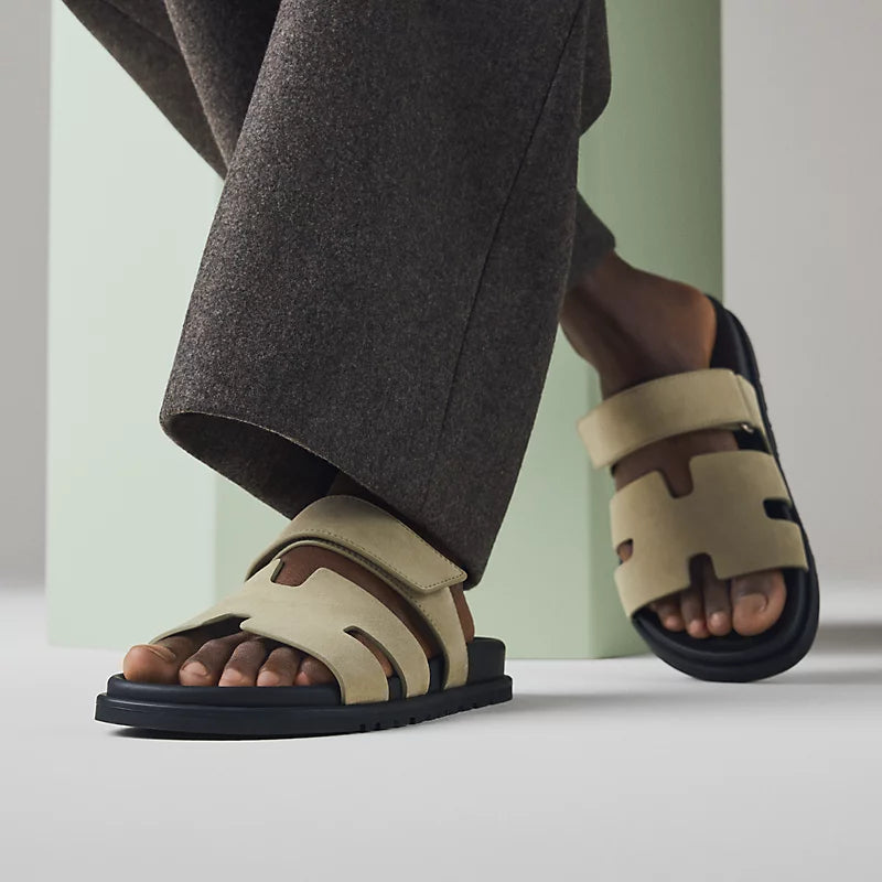 Hermès Mens Chypre Sandals Vert Mosaïque