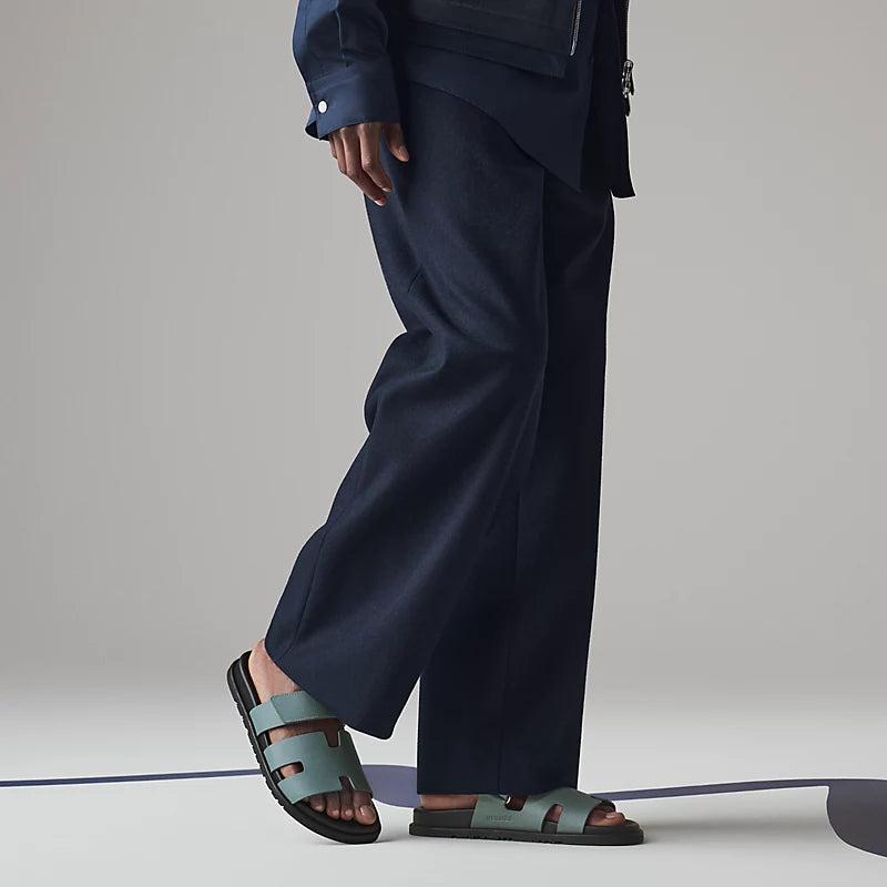 Hermès Mens Chypre Sandals Bleu Tonnerre