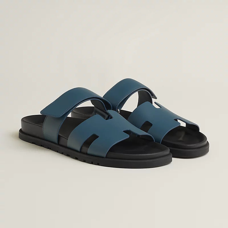 Hermès Mens Chypre Sandals Bleu Turquin
