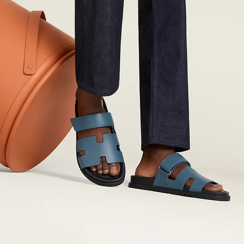 Hermès Mens Chypre Sandals Bleu Turquin