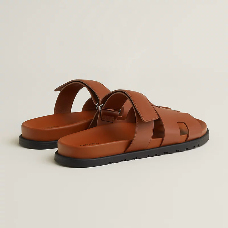 Hermès Mens Chypre Sandals Marron Doré