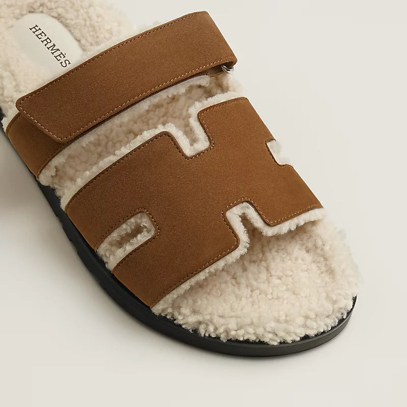 Hermès Mens Chypre Sandal Brun fumé / Écru