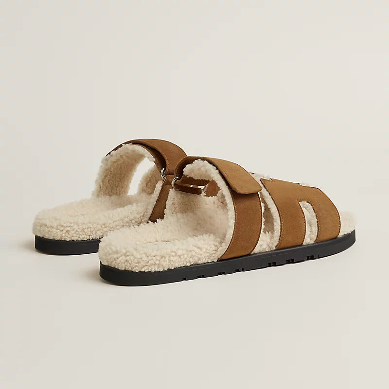 Hermès Mens Chypre Sandal Brun fumé / Écru