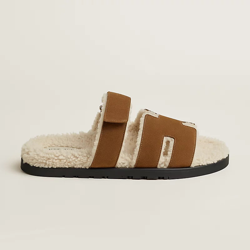Hermès Mens Chypre Sandal Brun fumé / Écru