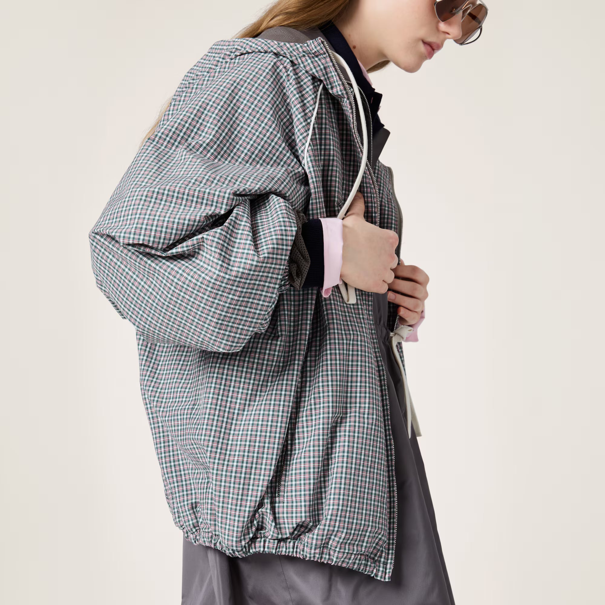 Miu Miu Checked technical fabric bomber jacket