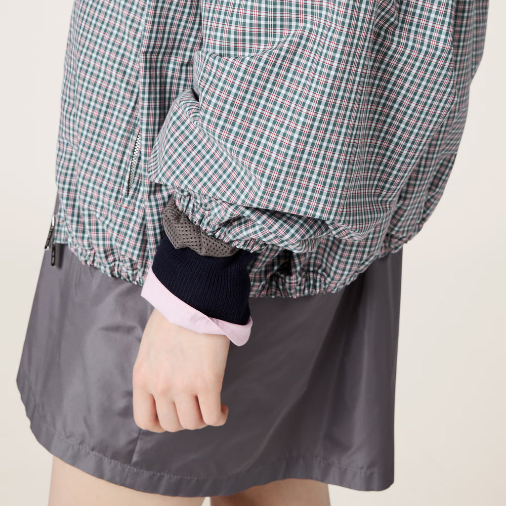 Miu Miu Technical silk zipper blouson jacket