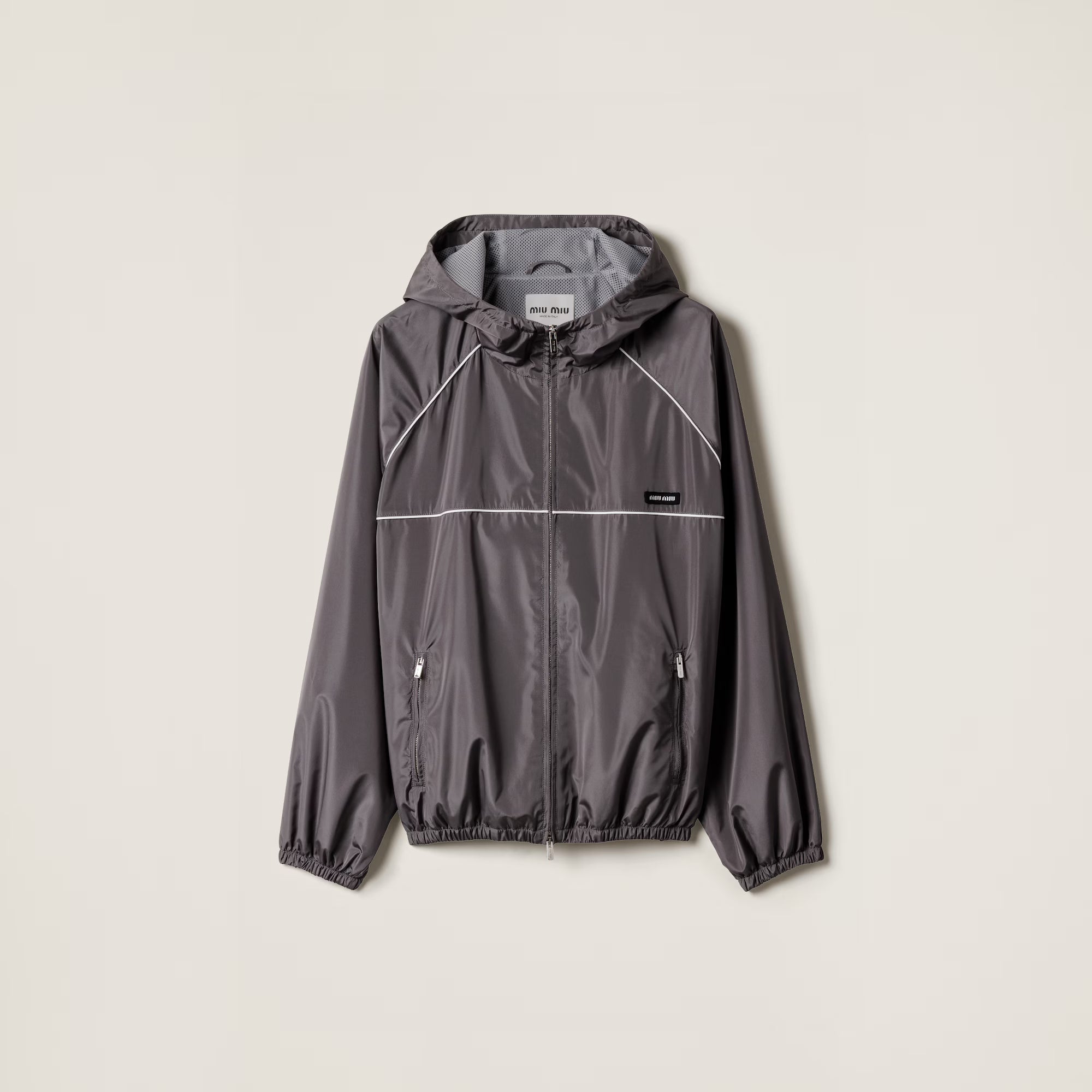 Miu Miu Technical silk zipper blouson jacket