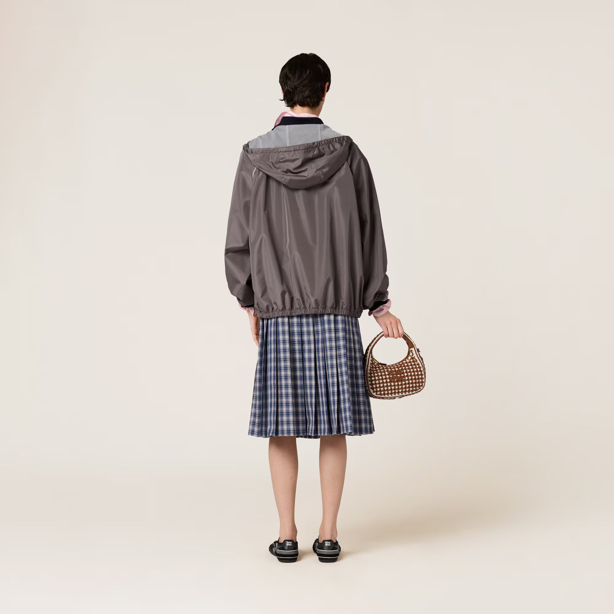 Miu Miu Technical silk zipper blouson jacket