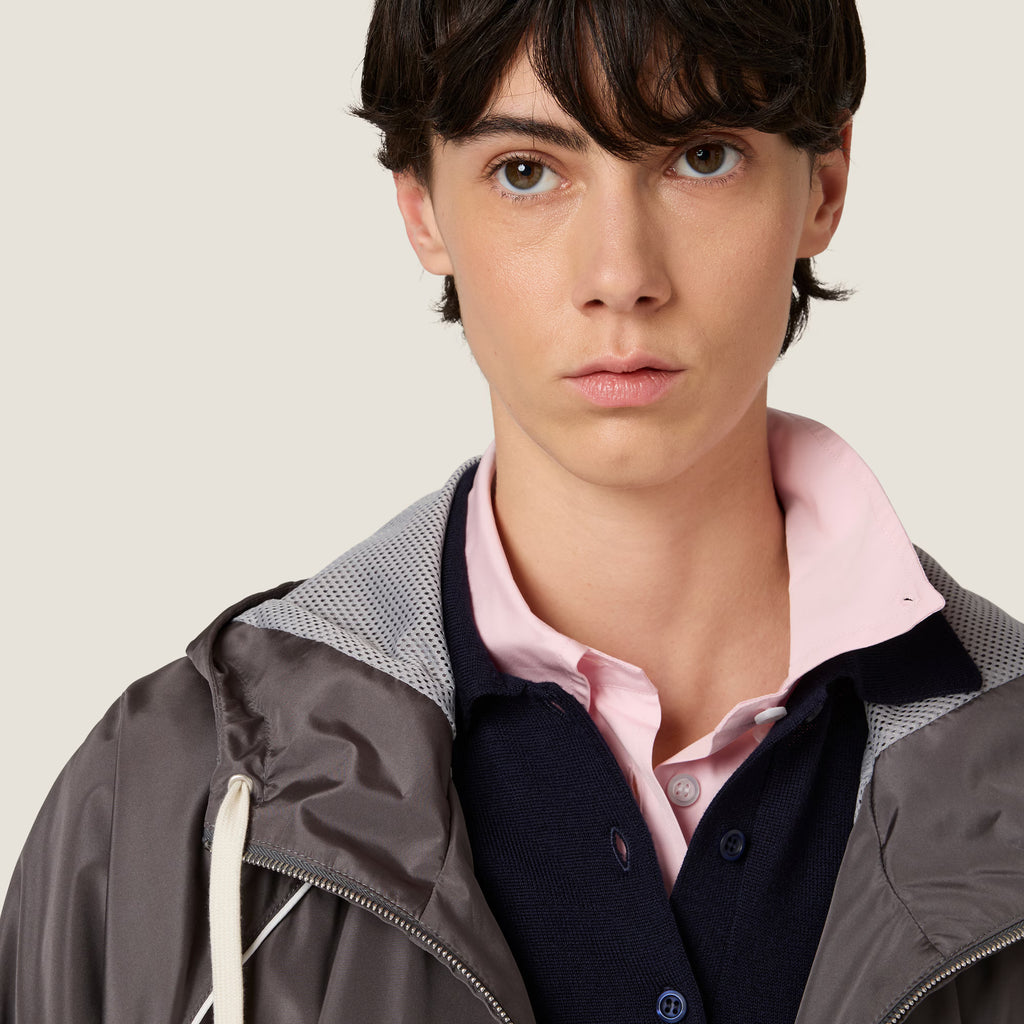 Miu Miu Technical silk zipper blouson jacket