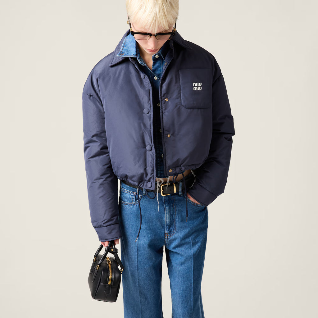 Miu Miu Technical pongé cropped down jacket