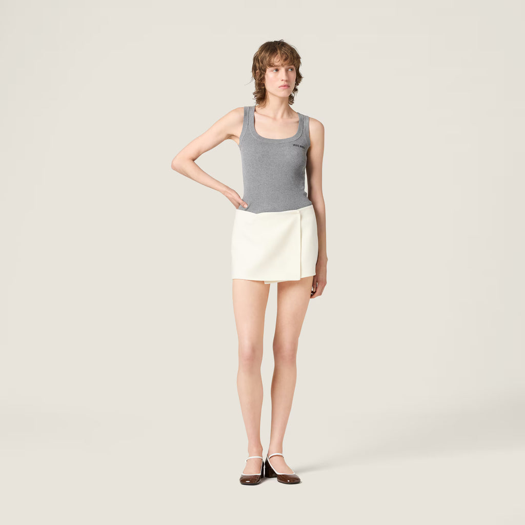 Miu Miu Cotton knit tank top Gray