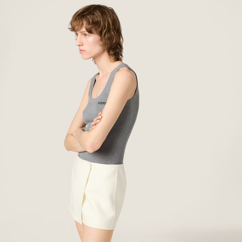 Miu Miu Cotton knit tank top Gray