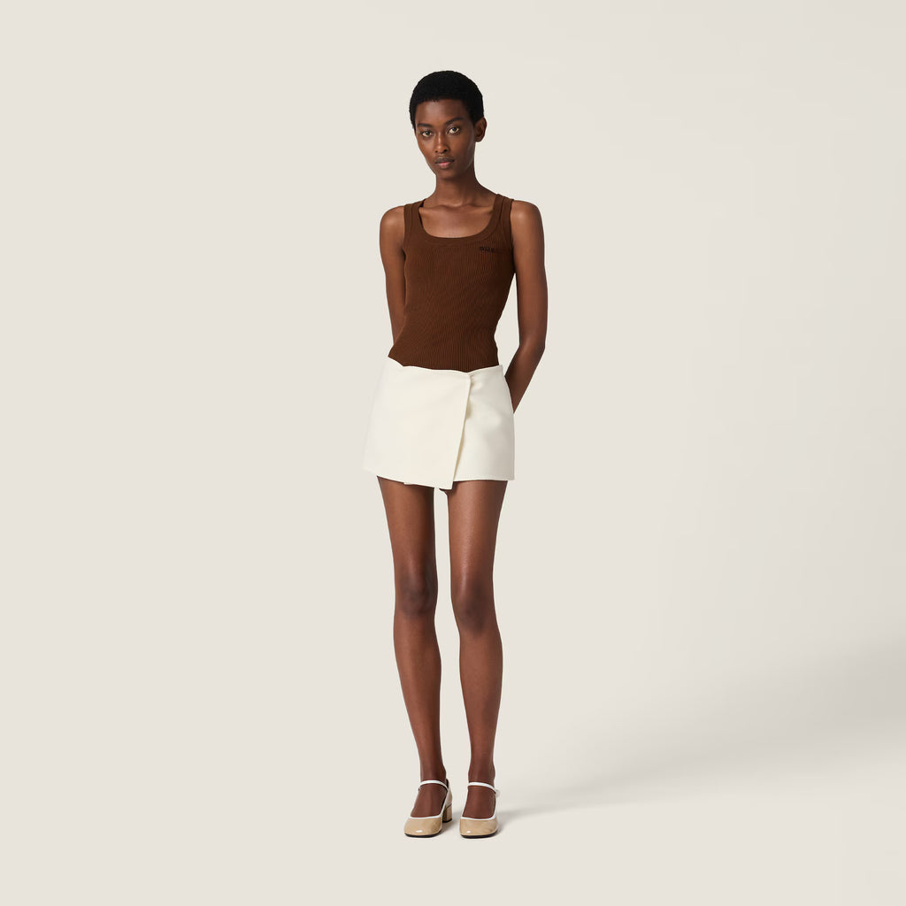 Miu Miu Cotton knit tank top Cocoa Brown