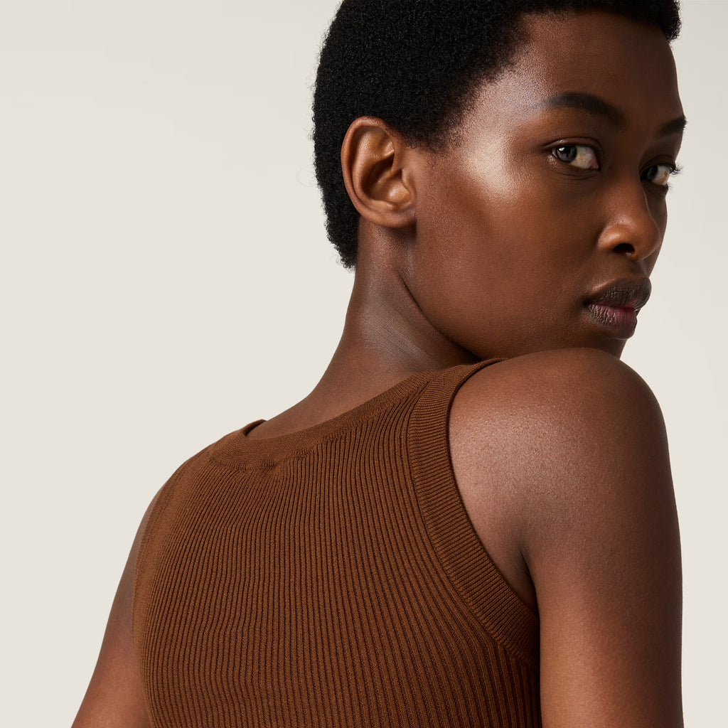 Miu Miu Cotton knit tank top Cocoa Brown